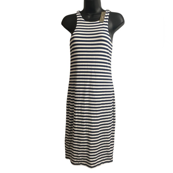 Navy and White Striped Nautical Form Fit Dress Sz XS NWT - Picture 2 of 5